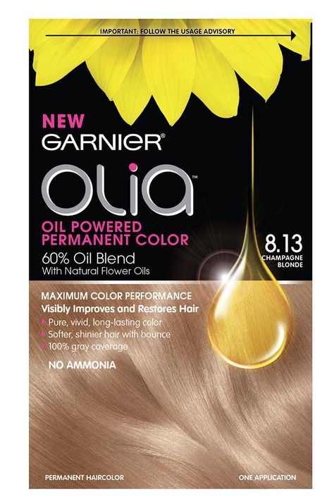 Lifting hair to a golden blonde can be a little tricky: "Keep hair golden without going too orange by never lifting your natural color more than two shades lighter—max," White said. Umberto suggested using "two different color blondes, and applying them in random sections to achieve a multidimensional color." He stressed that when selecting your box color, you should avoid shades with the words "copper" in the name. "These will give your hair a orange/red tint," he said. Also, because ... Olia Hair Color, Garnier Olia, How To Dye Hair At Home, Grey Hair Coverage, Light Golden Brown, At Home Hair Color, Dyed Blonde Hair, Hair Color Chart, Permanent Hair Dye