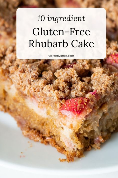 Gf Rhubarb Cake, Gluten Free Rhubarb Cake, Paleo Rhubarb Recipes, Gluten Free Rhubarb Recipes, Strawberry Rhubarb Coffee Cake, Gluten Free Rhubarb, Paleo Coffee Cake, Rhubarb Coffee Cake, Picnic Dessert