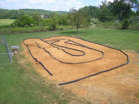 My Finished Bakcyard RC Track - R/C Tech Forums Rc Car Tracks Backyard, Rc Car Track Diy, Kids Bike Track, Rc Car Track, Dirt Bike Track, Traxxas Slash 2wd, Rc Cars Traxxas, Rc Off Road, Rc Track