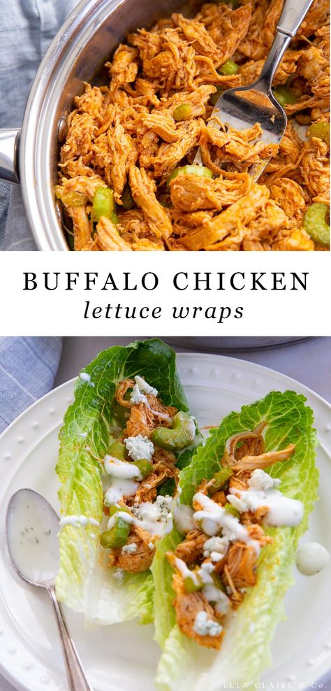 Football Game Day Food, Buffalo Chicken Lettuce Wraps, Fest Mad, Recipe For Dinner, Healthy Buffalo Chicken, Easy Healthy Meal Prep, Chicken Lettuce Wraps, Health Dinner, Health Dinner Recipes