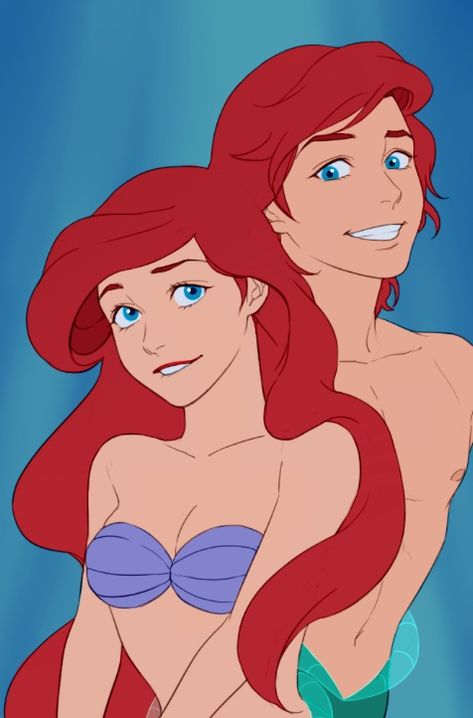 Genderbent Ariel | Tumblr Disney Characters Genderbend, Gender Bent Disney, Disney Gender Bender, Ariel Disney, Disney Artwork, Disney Ariel, Disney Princess Art, Princess Art, Ariel The Little Mermaid