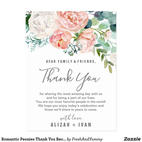 Romantic Wedding Table Settings, Wedding Thank You Cards Wording, Wedding Themes Ideas, Reception Place Settings, Wedding Invitation Stationary, Themes Ideas, Zazzle Wedding, Reception Card, Wedding Table Settings