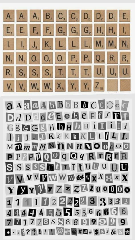 Lettering Alphabet Magazine, Letter Cutouts Aesthetic, Collage Alphabet Letters, Vintage Alphabet Printables, Magazine Cutouts Aesthetic, Alphabet Cutouts Letters, Scrapbook Lettering Alphabet, Vintage Letters Aesthetic Alphabet, Newspaper Cutout Letters