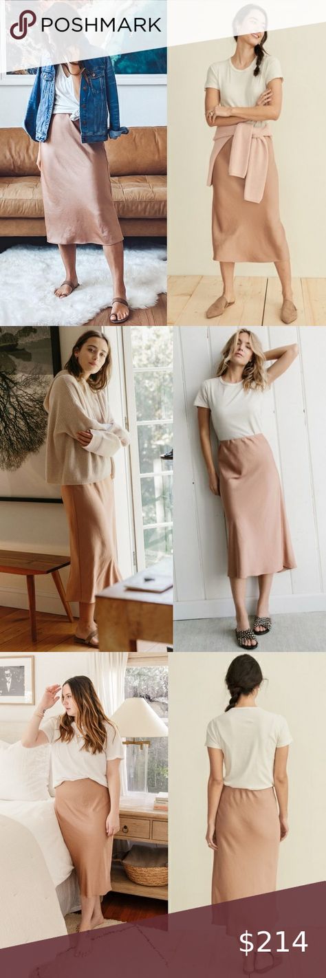 Jenni Kayne Slip Skirt Blush Luxury Coastal, Satin Slip Skirt, Bias Skirt, Office Workwear, Jenni Kayne, Color Blush, Slip Skirt, Quiet Luxury, Casual Office