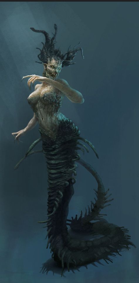 ArtStation - Gorgon Gorgon Character Design, Mythical Water Creatures, Evil Mermaid, Scary Mermaid, Evil Magic, Evil Mermaids, Weird Sea Creatures, Swamp Creature, Realistic Mermaid