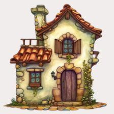 Farm clipart - ClipArt.Tips House With A Tower, Building Clipart, Small Stone Cottage, Stone Foundation, House Doodle, Farm Clipart, Cartoon Building, Brown Roof, House Cartoon