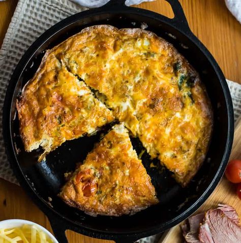 Ham and Cheese Frittata Lazy Keto Breakfast, Ham And Cheese Frittata, Low Carb Frittata, Easter Ham, Easy Ham, Perfect Healthy Breakfast, Lazy Keto, Frittata Recipe, Cheese Frittata