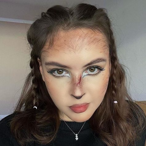 Cute Werewolf Makeup, She Wolf Makeup, Werewolf Makeup Female Easy, Were Wolf Costume, Simple Wolf Makeup, Cute Wolf Makeup, Wolf Costume Women Makeup, Simple Werewolf Makeup, Wolf Halloween Costume Women