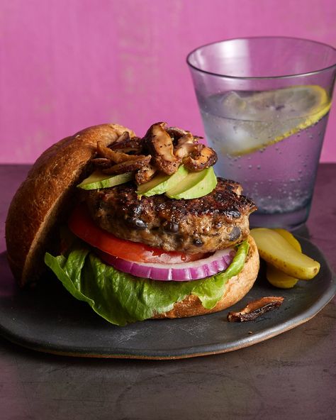 Turkey and Black Bean Burgers Joy Bauer Recipes, Ground Turkey Burgers, Black Bean Burger Recipe, Black Bean Burger, Joy Bauer, Black Bean Recipes, Bean Burgers, Turkey Burger Recipes, Black Bean Burgers