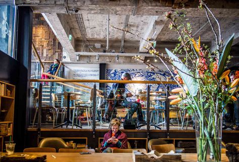 Starbucks?!  Yes, Starbucks.  Best Coffee Houses & Cafes in Amsterdam for a Cup of Coffee - Thrillist Houses In Amsterdam, Amsterdam Coffee Shop, Amsterdam Coffee, Coffee House Cafe, Amsterdam Houses, Cool Cafe, A Cup Of Coffee, Coffee Shops, Coffee House