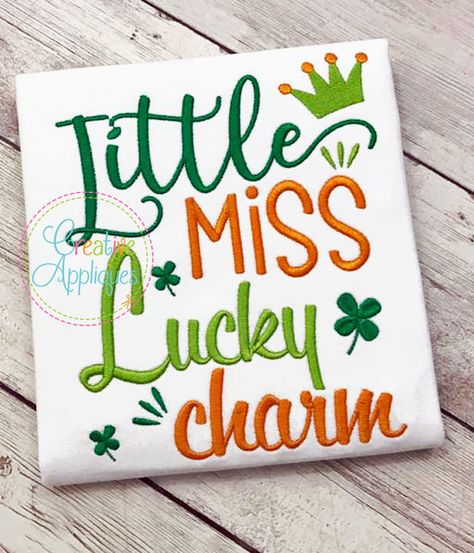 Little Miss Lucky Charm - 4 Sizes! Creative Appliques Doll Applique, Irish Embroidery, Sanford Nc, Machine Applique Designs, Applique Pattern, Machine Applique, Applique Embroidery Designs, Business Pages, Embroidery Fonts