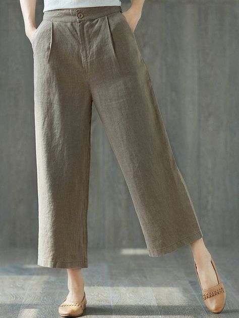 452bf208bf901322968557227b8f6efedesc39252797ri Celana Jogger Wanita, Cotton Pants Women, Womens Pants Design, Moda Denim, High Waist Wide Leg Pants, Pants Women Fashion, Pantalon Large, Loose Pants, Pants Design