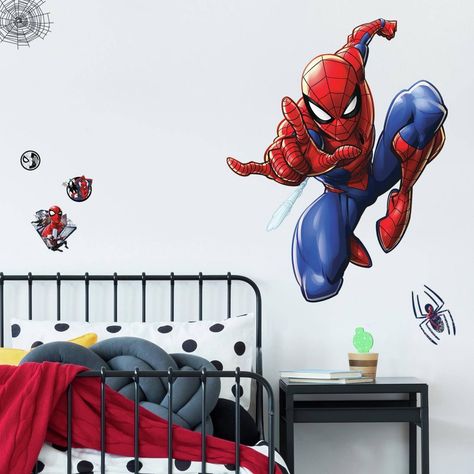 Spider-Man Giant Peel and Stick Wall Decals - RoomMates #Sponsored #Giant, #affiliate, #Peel, #Spider Lola Core, Spiderman Wall Decals, Man Background, Spiderman Bedroom, Spiderman Room, Living Room Playroom, Childrens Wall Stickers, Wall Shelf Decor, Young Avengers