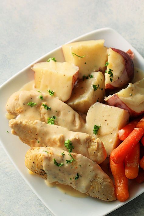 We love this Instant Pot Ranch Chicken Recipe with Potatoes and Carrots, it's a main dish and side dish in one! It's so easy to make! Instant Pot Chicken Carrots And Potatoes, Instapot Creamy Ranch Chicken, Chicken Potato Carrot Crockpot Recipes, Instapot Chicken Potatoes Carrots, Chicken Carrots Potatoes Instant Pot, Instant Pot Ranch Chicken And Potatoes, Instant Pot Chicken Potatoes And Carrots, Ranch Chicken Instant Pot, Instant Pot Chicken Tenders