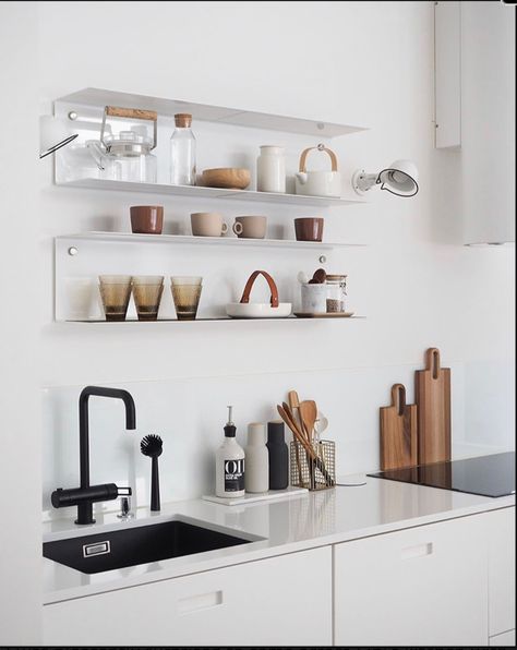 Kitchen styling Open Kitchen Shelves Styling, Shelves Styling, Kitchen Shelves Styling, Scandinavian Kitchen Decor, Open Kitchen Shelves, Scandinavian Kitchen, White Minimalist, Styling Inspiration, Contemporary Interior Design