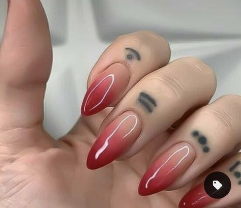 Red Ombre Nails, Elegant Touch Nails, Goth Nails, Grunge Nails, Casual Nails, Blush Nails, Almond Acrylic Nails, Soft Nails, Red Nail