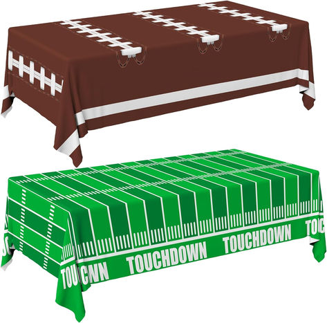 FOOTBALL DESIGN: The designs are inspired from the football field. It combines by yard number of the field and the football pattern. It perfectly create a gaming atmosphere for your party. #nfl #football #superbowl #gameday #tailgating #touchdown #partyideas #partyplanner Football Party Games, Tailgate Decorations, Superbowl Party Decorations, Football Balloons, Football Party Decorations, Football Party Supplies, Disposable Tablecloth, Sports Theme Birthday, Football Theme Party