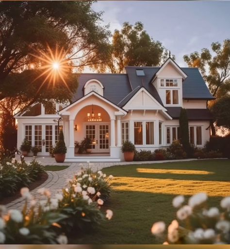 California House Aesthetic Exterior, Home Vision Board House, House Owner Aesthetic, Dream House Exterior Cottage, Family Homes Exterior, Dream House Exterior Modern Beautiful, House Astethic, American House Aesthetic, Family Home Aesthetic