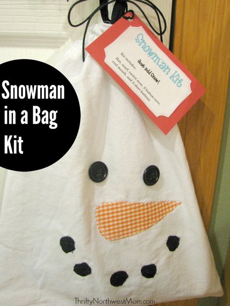 Here's a frugal & simple homemade gift idea for a neighbor, friend or hostess gift - Snowman in a Bag Kit! They'll be all set for the next Snowfall with this cute little kit! Includes recipe for Snowman Soup & Poem too! Snowman In A Bag, Snowman Bag, Snowman Accessories, Santa Breakfast, Homemade Gift Idea, Snowman Kit, Snowman Soup, Inexpensive Christmas Gifts, Neighbor Christmas Gifts