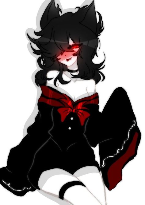 Emo Anime Female, Werewolf Oc Girl, Werewolf Girl Art, Goth Girl Pfp, Cat Girl Pfp, Me Cartoon, Werewolf Girl, Goth Anime, Anime Goth