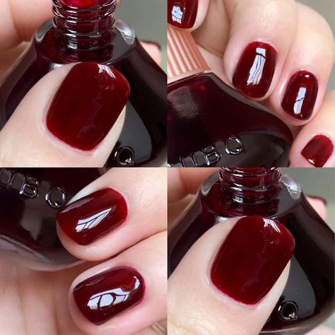 Best Red Nail Polish For Fair Skin, Nail Ideas Dark Red, Nail Ideas Dark, Cherry Red Nail Polish, Cherry Red Nail, Red Nails Fall, Dark Red Nail Polish, Cherry Red Nails, Red Nail Varnish