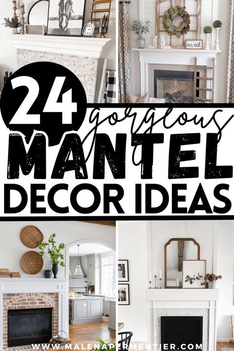 24 Refreshing and Beautiful Mantel Decorating Ideas for Summer Pretty Mantel Ideas, How To Dress A Mantlepiece, White Fireplace Decor Ideas, Summer Mantel Decor, Decorating Fireplace Mantel, Mantle Decorating Ideas Fireplace, Modern Fireplace Mantles, Minimalist Mantle Decor, Fireplace Mantel Decorating Ideas