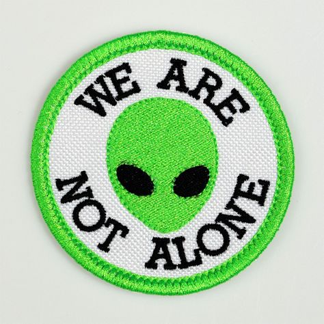 Alien Head We are not Alone Embroidered Patch White Canvas/NGreen Iron-On Sew-On Alien Head We are not Alone Embroidered Patch White Canvas/NGreen Iron-On Sew-On ITEM DESCRIPTION: This high-quality " Alien Head - We are not Alone " embroidered patch is available in iron-on or sew-on form and is made of premium materials for long-lasting use. It would look great on a hat, backpack, sweatshirt, bag, vest, or jacket, among other things. Click to buy this awesome patch for you. Specifications: Groun Alien Pin, Alien Head, Patch Jacket, Backpack Patches, Jacket Pins, Clothing Patches, Patches Jacket, Sew On Patches, Embroidered Patch