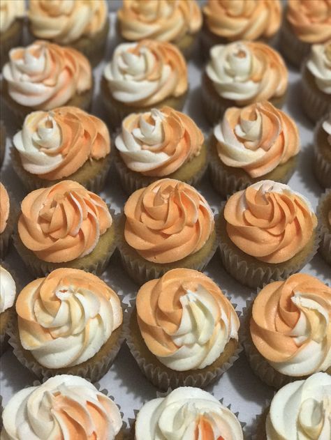 Fall orange and white cupcakes Orange Cupcakes Decoration, Swirl Cupcakes, Orange Cupcakes, Orange Frosting, White Cupcakes, Fall Orange, 80th Birthday Party, New Cake, Orange Aesthetic