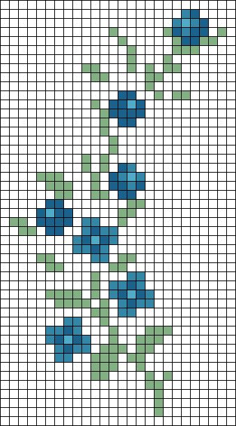 Cross Stitch Pattern Flower, Flower Crochet Grid Pattern, Floral Pixel Pattern, Simple Flower Cross Stitch Pattern, Pixel Art Pattern Flower, Leaf Alpha Pattern, Knit Pixel Pattern, Pixel Flower Art, Floral Alpha Pattern