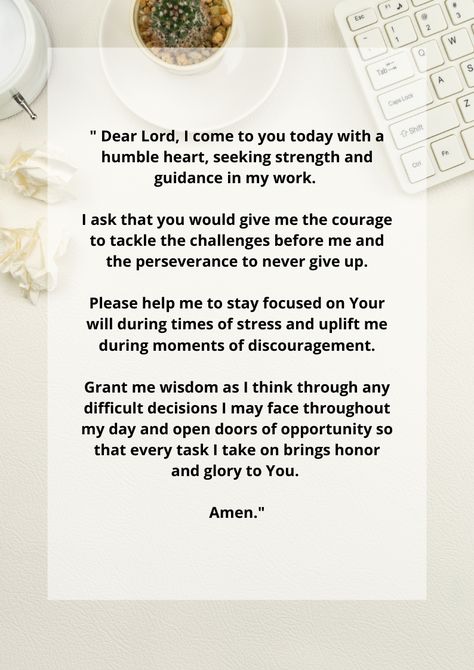 Prayer For Stressful Work, Prayer For Focus And Concentration, Prayer For A Good Day At Work, Prayer For Workplace, Work Prayer, Prayers For Men, Prayer For A Job, Bible Verses About Fear, Prayer For Work