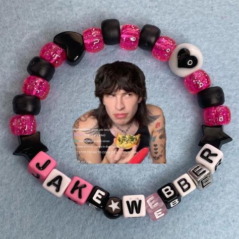 Jake Webber Kandi Bracelet   - Handmade by me!!... - Depop Sam And Colby Bracelet Ideas, Emo Bracelet Ideas, Kandi Bracelets Ideas Cuffs, Kandi Ideas Cuffs, Bracelet Ideas Kandi, Silly Bracelets, Kandi Bracelets Ideas, Kandi Singles Ideas, Kandi Singles