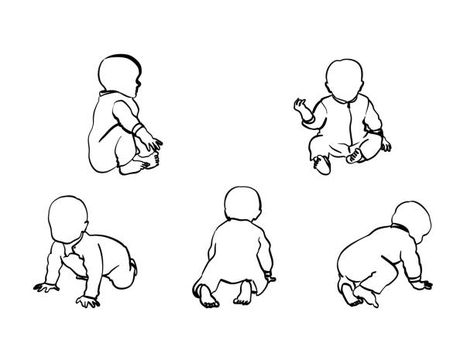 247 Baby Development Stages High Res Illustrations - Getty Images Stages Of Baby Development, Six Month Old Baby, Baby Sketch, Chair Drawing, Baby Crawling, Baby Icon, Baby Kicking, Baby Illustration, Human Babies