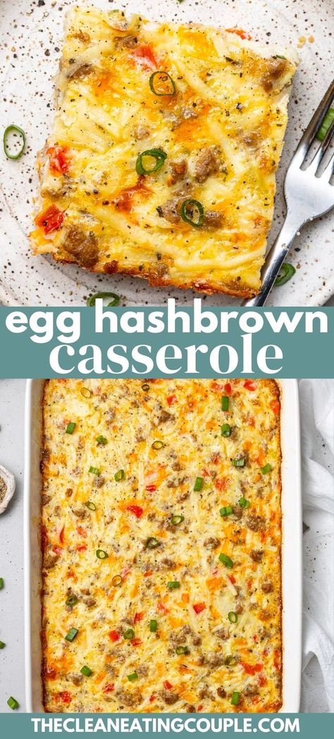 Egg Hashbrown Casserole, Egg Hash Brown Casserole, Sausage And Bell Peppers, Egg Hashbrown, Hashbrown Breakfast Casserole Recipe, Shredded Hashbrowns, Hash Brown Egg Casserole, Couple Recipes, Clean Eating Couple