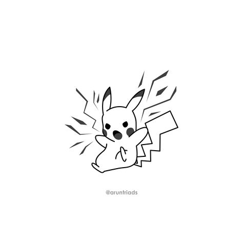 Pikachu Small Tattoo, Pickachoo Tattoo Ideas, Pikachu Line Art, Pokemon Line Art Tattoo, Pokeball Tattoo Design, Pikachu Tattoo Ideas, Pikachu Stencil, Pikachu Black And White, Small Pokemon Tattoo