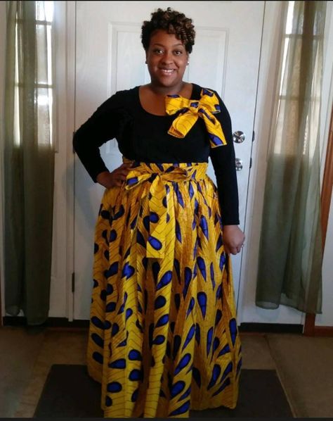 Ankara Maxi Skirt, Maxi Skirt Plus Size, Ankara Blouse, Bow Designs, Blouse With Bow, African Dresses Men, Hair Twist, Ankara Skirt, Skirt Wrap