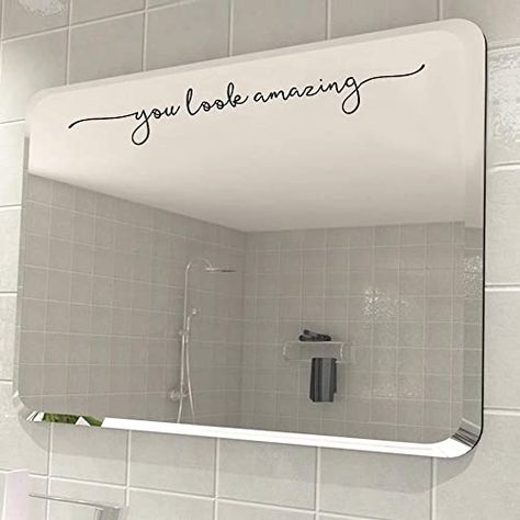 You Look Amazing Mirror Decal Vinyl Decal Bathroom Decor Shower Door Decal 18x2.5 inch Bathroom Vinyl Decals, Mirror Vinyl, Mirror Decals, Bathroom Vinyl, Bathroom Wall Stickers, Bathroom Decals, Handbags Vintage, Mirror Decal, Door Decals