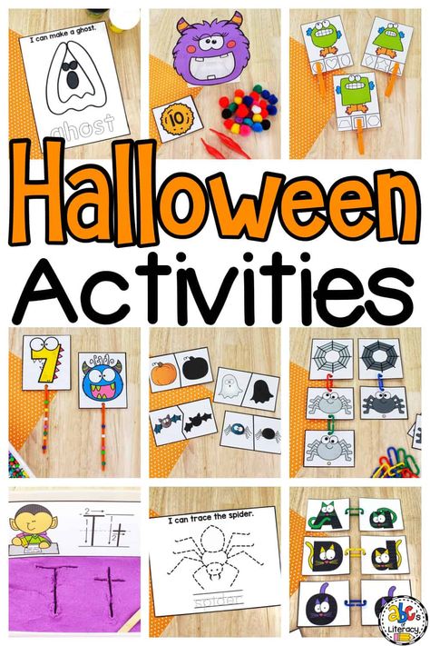 Halloween Fine Motor Activities Bundle - ABC's of Literacy Halloween Literacy Preschool, Halloween Fine Motor Activities, Halloween Fine Motor, Halloween Play Dough, Halloween Literacy Activities, Halloween Literacy Centers, October Themes, Halloween Literacy, Alphabet Flash Cards Printable