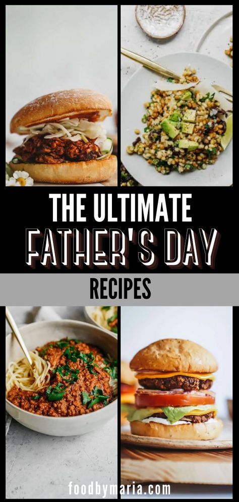 Dad is going to love all of these delicious plant-based Father's Day recipes. They are just what you need! Fathers Day Dinner, Vegetarian Holiday Recipes, Easy Burgers, Greek Potatoes, Hearty Casseroles, Vegan Banana Bread, Bbq Sauce Homemade, Vegan Dinner, Vegan Cooking