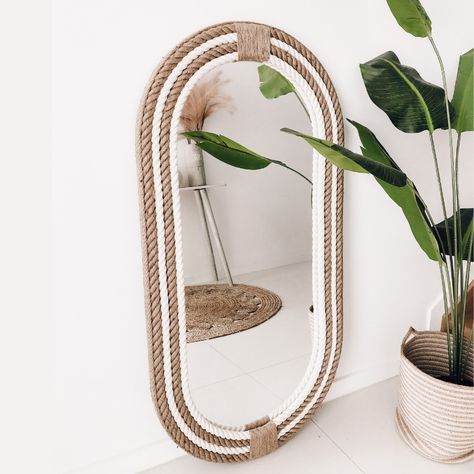 Living Room Mirror, Rope Mirror, Hamptons Coastal, Oval Wall Mirror, Hamptons House, Hanging Wall Mirror, Hamptons Style, Vintage Frame, Living Room Mirrors