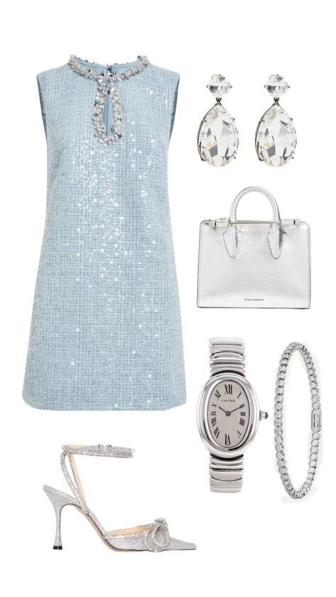 #outfitinspo #outfitideas #outfit #blue #silver #elegant #oldmoney Rich People Outfits, Priscilla Presley Outfits, Diner Movie, People Outfits, New York Outfits, La Outfits, Elegant Outfit Classy, Star Wars Outfits, Outfit Layout