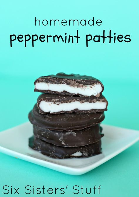 Peppermint Patties Recipe, Peppermint Patty Recipe, Homemade Peppermint Patties, Six Sisters Stuff, Patties Recipe, Peppermint Patties, Homemade Candies, Chocolate Peppermint, Sweets Desserts