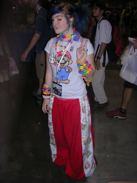 i remember when i used to dress like this 24/7 90s Rave Fashion, Phat Pants, Raver Outfits, Raver Girl, 90s Rave, Rave Style, Kandi Kid, Rave Girl, Rave Fashion