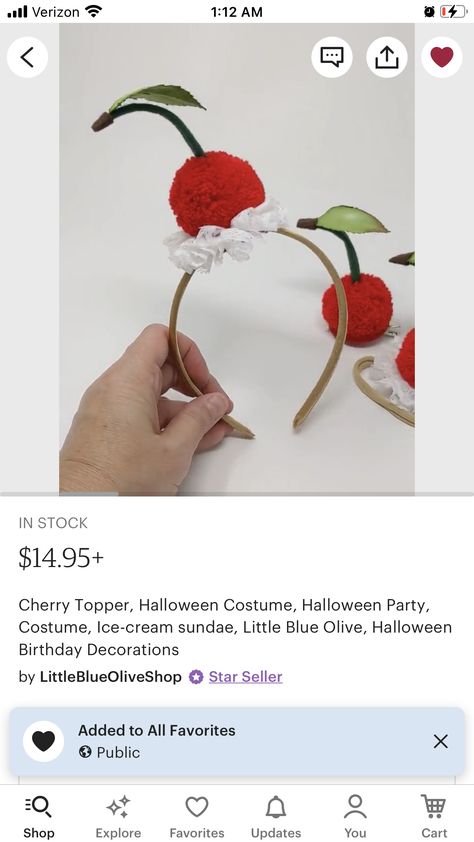 Cherry Headband Diy Halloween, Cherry Costume Diy, Ice Cream Sundae Costume, Cherry Costume, Ice Cream Costume, Halloween Birthday Decorations, Clever Halloween Costumes, Cherry Dress, Ballet Costumes