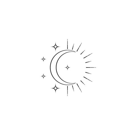 Sun Moon Tiny Tattoo, Dainty Sun Moon Tattoo, Sun The Moon And The Stars Tattoo, Sun And Crescent Moon Tattoo, Moon Stars Tattoo Designs, Moon Beam Tattoo, Sun Moon Wrist Tattoo, Moon Star And Sun Tattoo, Star And Sun Tattoos