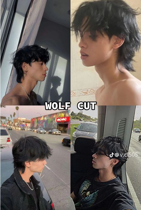 Wavy Men Hairstyle, Boy Fluffy Haircut, Alt Men Haircut, Oval Haircut Men, Wolf Cut Asian Men, Messy Side Part Men, E Boy Haircut, Wolf Cut Boy, Wolf Cut Hombre