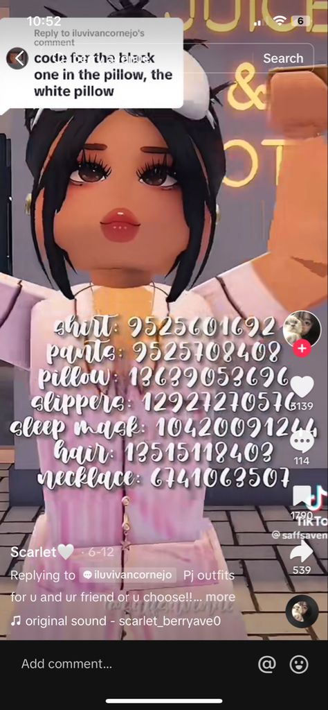 Sleeping Mask Codes Berry Ave, Sleeping Mask Codes Bloxburg, Lash Codes Berry Ave, Breakfast Outfit, Pj Outfit, Halloween Pjs, Berry Codes, Bloxburg Codes, Roblox Code