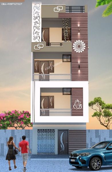 Indian Building Design, Small Home Elevations Modern, Indian House Front Design, Alivation Of House Design, Home Elevations Indian, Small House Front Design Elevation, House Elevation Design Indian Modern, Small House Elevation Design Indian, 15x50 House Elevation