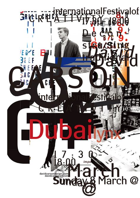 David Carson poster design II for upcoming speaking engagement in Dubai.  email list: www.davidcarsonart.com David Carson Magazine, David Carson Work, David Carson Typography, Famous Graphic Designers, Coming Soon Poster, David Carson Design, Grunge Typography, Double Page Spread, Poster Sport