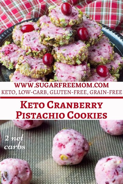 Cranberry Pistachio Cookies, Keto Cranberry, Low Carb Cookies Recipes, Low Carb Christmas, Keto Christmas Cookies, Keto Gluten Free, Keto Eating, Keto Cookie Recipes, Pistachio Cookies