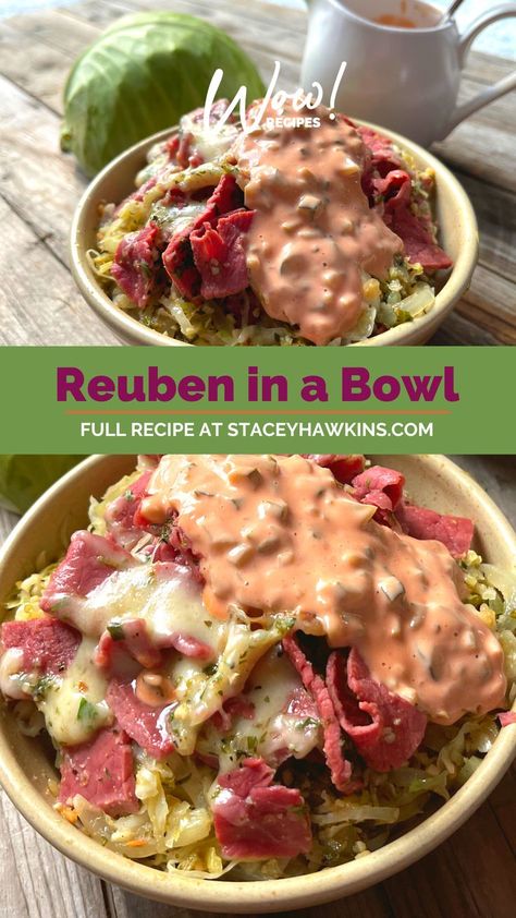 📌Pin now, make later! Talk about Wow!?? If our low carb eggroll in a bowl wasn't enough to blow you away, Stacey now brings you Reuben in a bowl- complete with the crunch! **Join the FREE recipe club today and never miss out on new lean and green recipes, chef tips, discounts, and spices! Please LIKE, SHARE, and FOLLOW @wowstaceyhawkins. Reuben In A Bowl, Lean Green Recipes, Eggroll In A Bowl, Green Chef, Lean And Green, Lean Meals, Chef Tips, Lean And Green Meals, Green Recipes